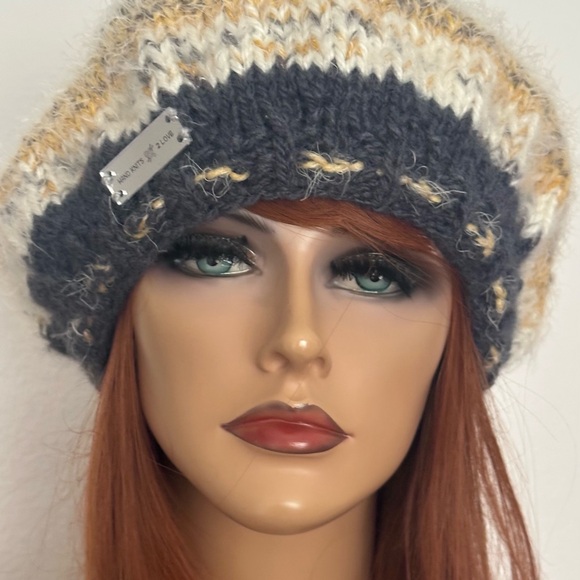 Hand Knits 2 Love Slouch Beanie Hat Adjustable Fit Beads Designer Bead Gift Gray main image 8
